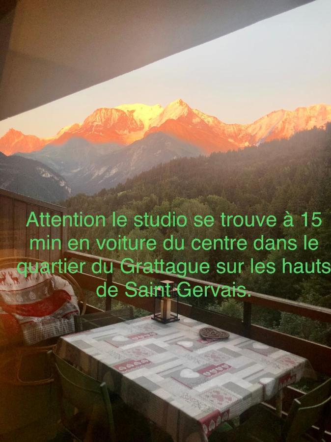 סן-ג'רבה-לה-באן Studio Turquoise Quartier Grattague Vue Montblanc מראה חיצוני תמונה